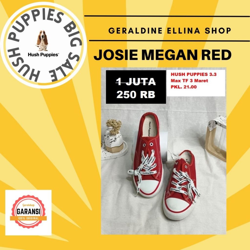 Sepatu Sneakers Hush Puppies Wanita Original seri JOSIE MEGAN