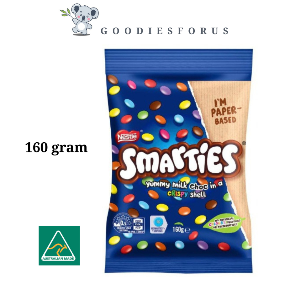 Smarties Milk Choc Share Bag | 160g/Smarties Australia/Vegetarian