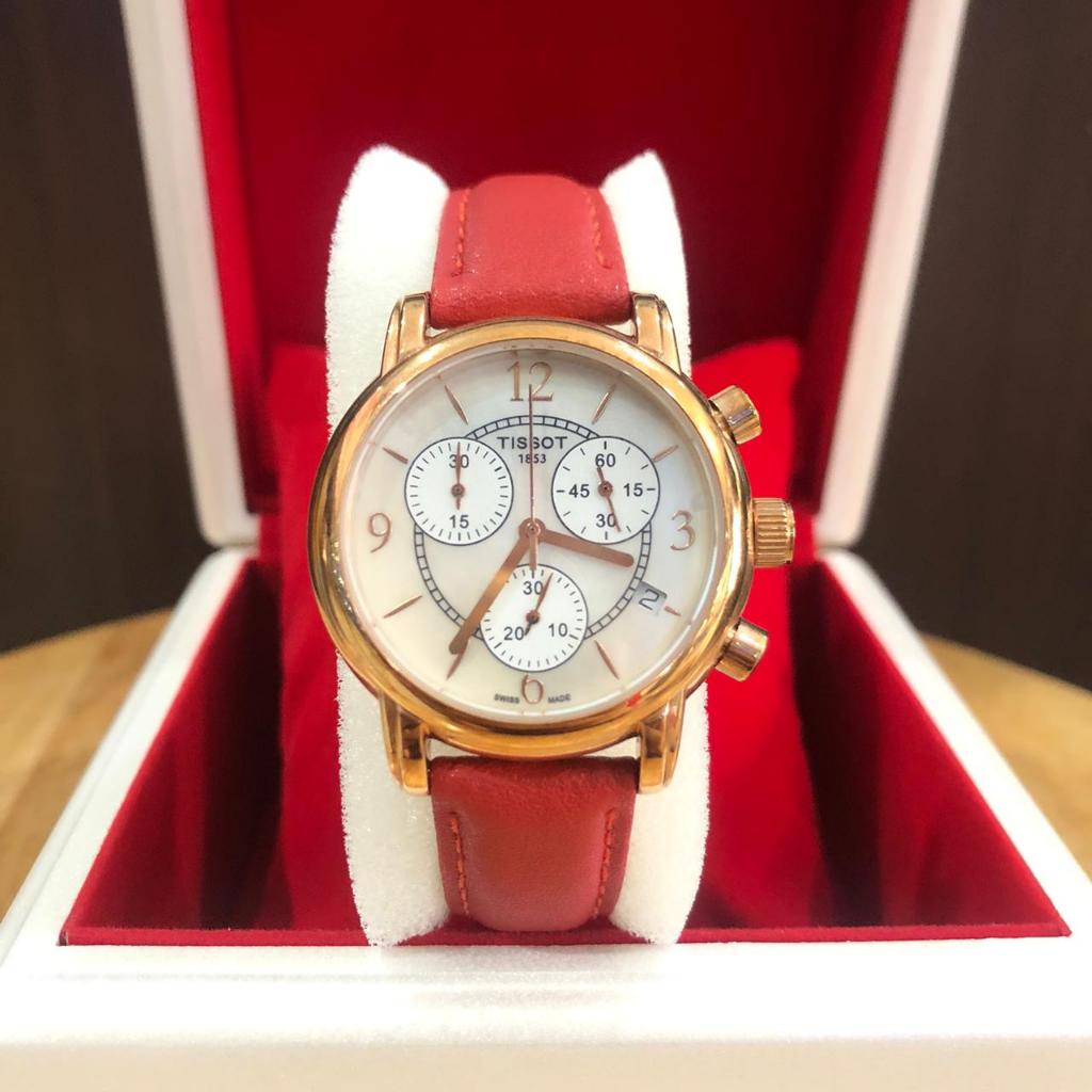 Jam Tangan Wanita TISSOT Tali Kulit Multifungsi