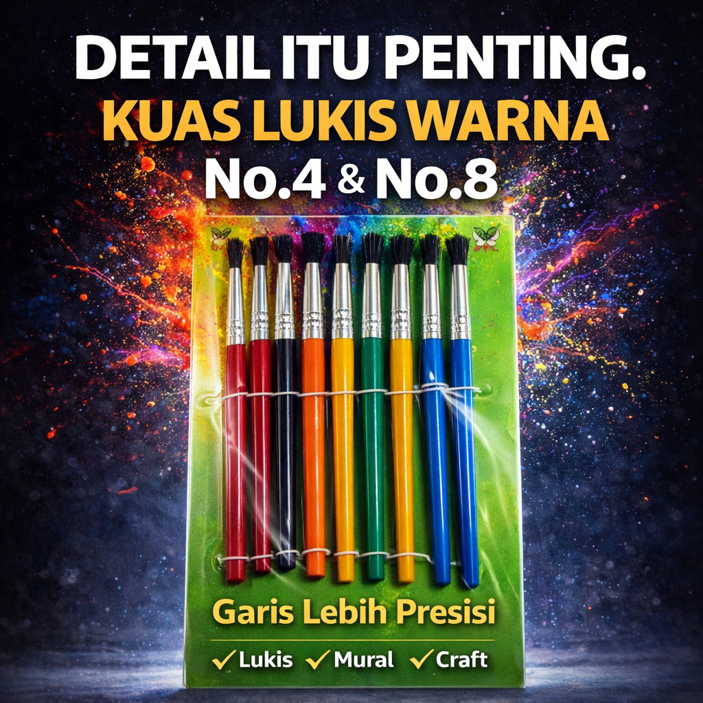 Kuas Lukis Warna Nylon Halus – Set Cat Akrilik/Canvas – Hasil Rapi Anti Rontok
