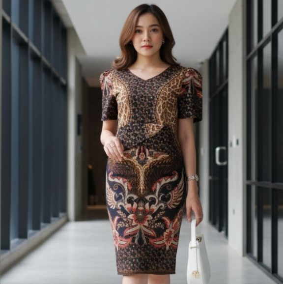 Baju Atasan Wanita Terbaru Dress Lili Batik Untuk Ke Kantor, Lapis Furing dan Cocok Untuk Atasan Wan