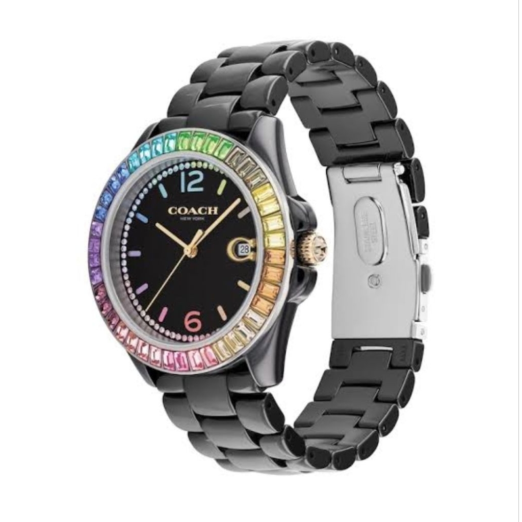 GROSIR TERMURAH...Jam Tangan Wanita New COACH CERAMIC ORIGINAL New York Bezel Diamond Branded