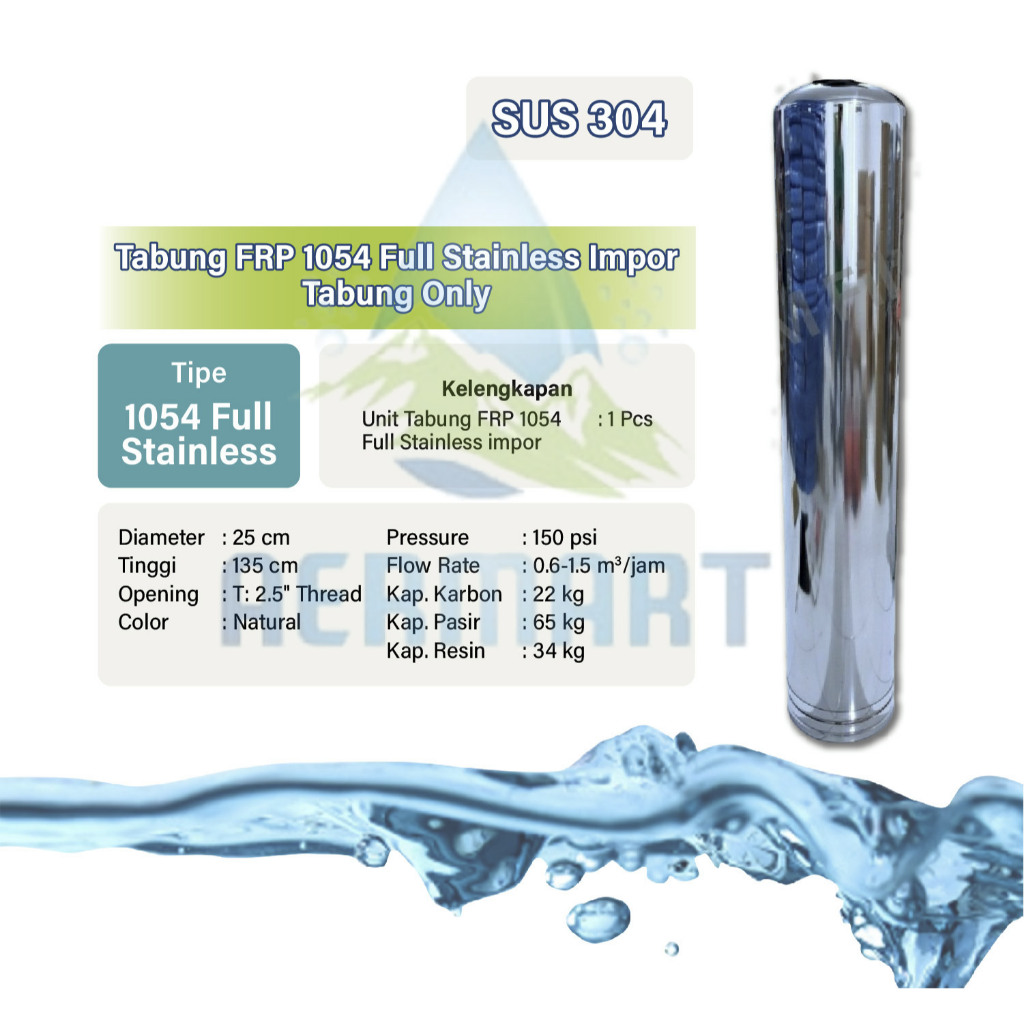 Tabung Filter Air FRP 1054 FULL STAINLESS - IMPOR