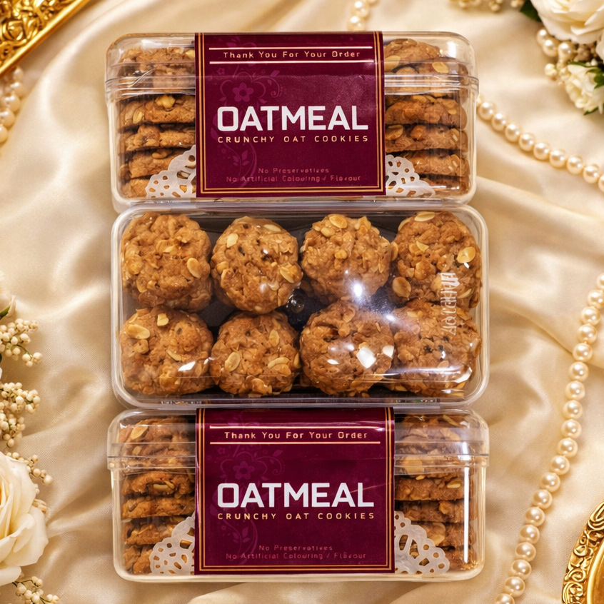 OATMEAL Cookies Choco Chips Crunchy Premium Spesial Butter | Kue Kering Lebaran Kemasan Hardtop 350gr dan Jar 750ml by RaMaChef