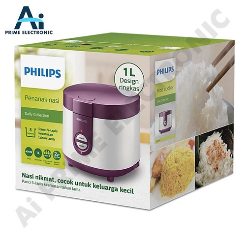 PHILIPS HD3116/30 Rice Cooker Penanak Nasi Warna Ungu 1L 400 Watt