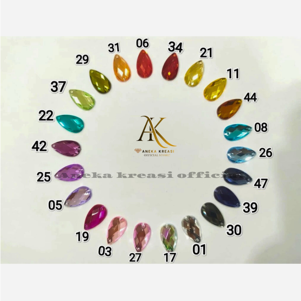 Payet / Diamond Kristal Akrilik Jahit Grade A Tetes 8x13, 100 pcs