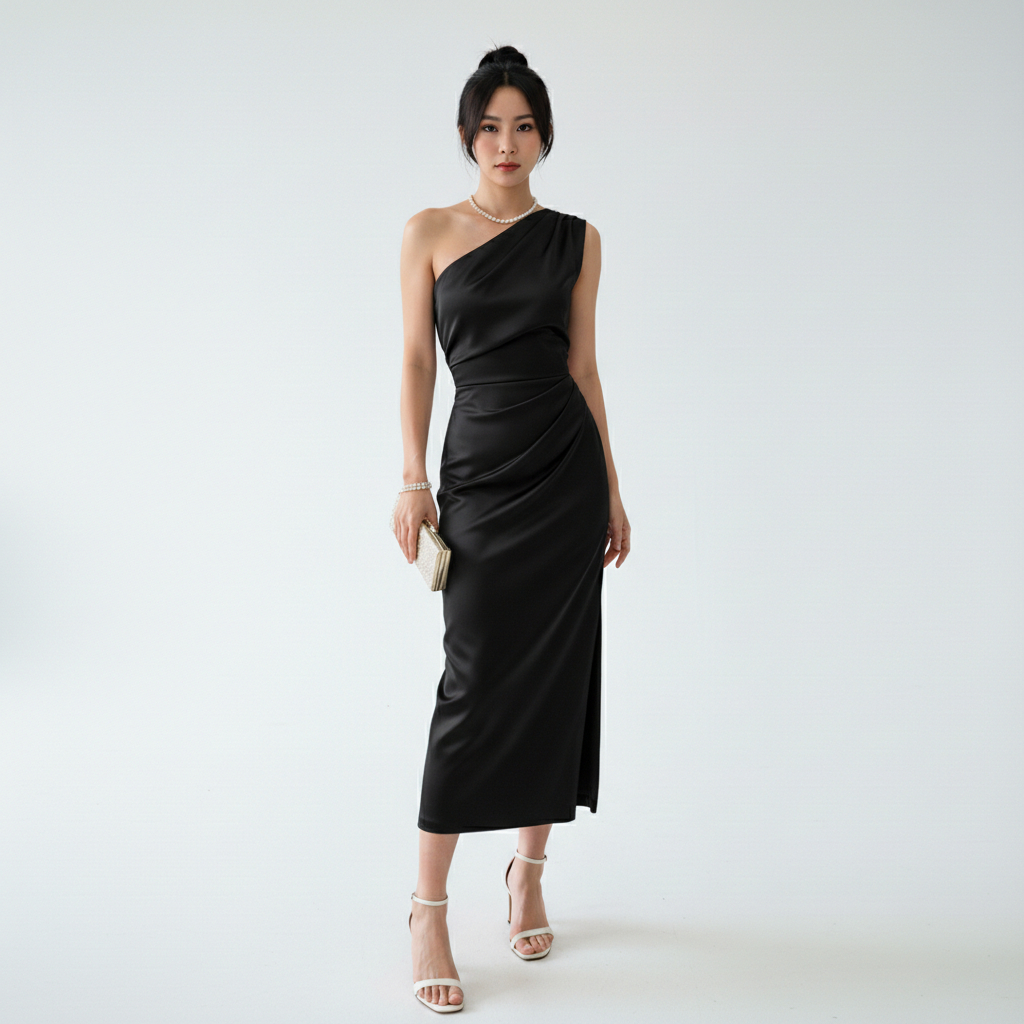 Renatha Dress Satin Premium Look Mewah Korean Style Terbaru dan Termurah