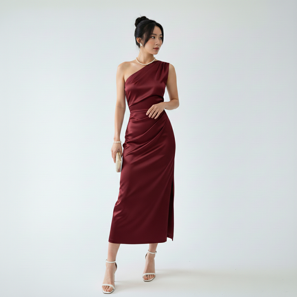 Renatha Dress Satin Premium Look Mewah Korean Style Terbaru dan Termurah