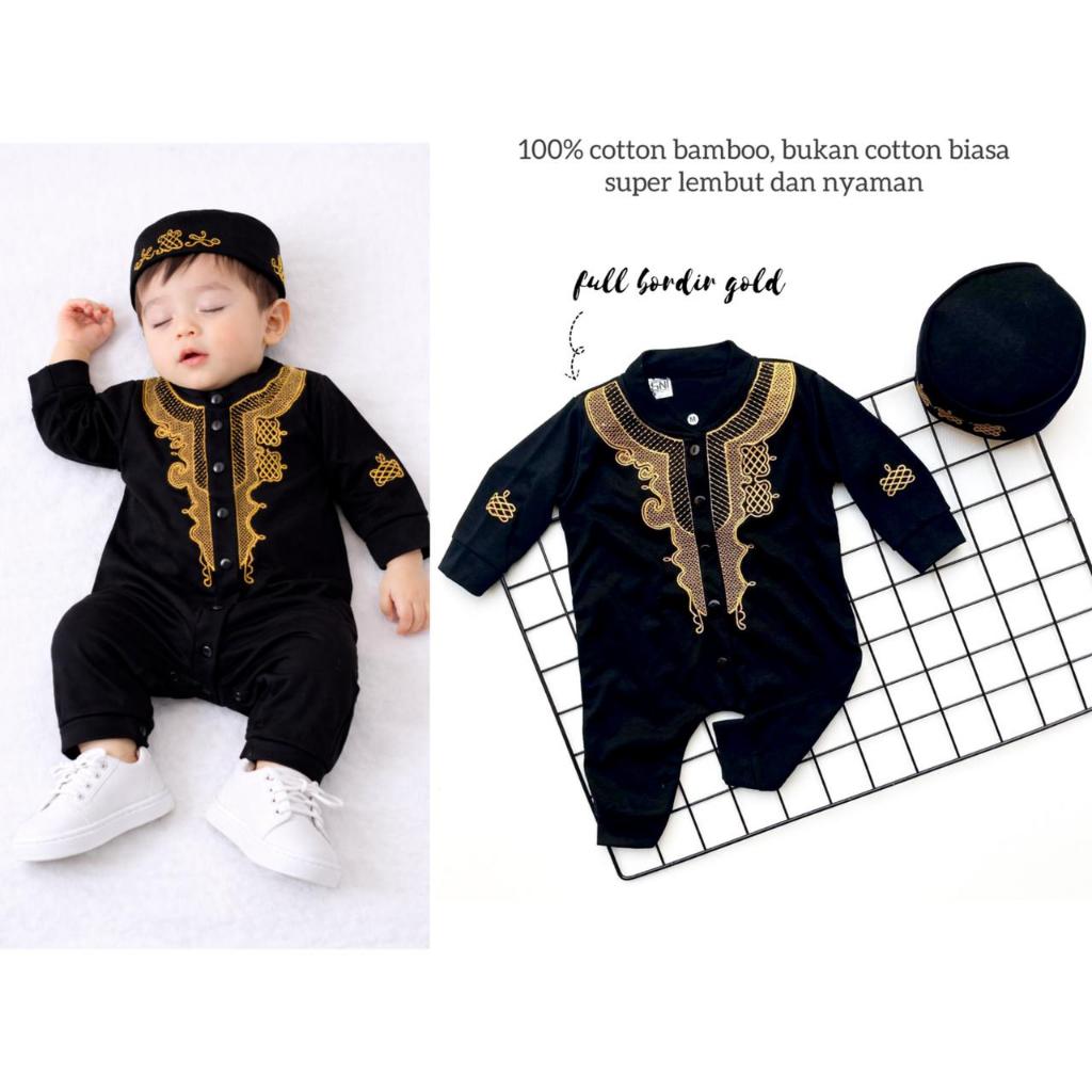 Baju Koko Bayi Laki Laki 0 6 12 Bulan Jumper Peci Bordir Black Panther Fahri Mario Beard Zayn Ezra S