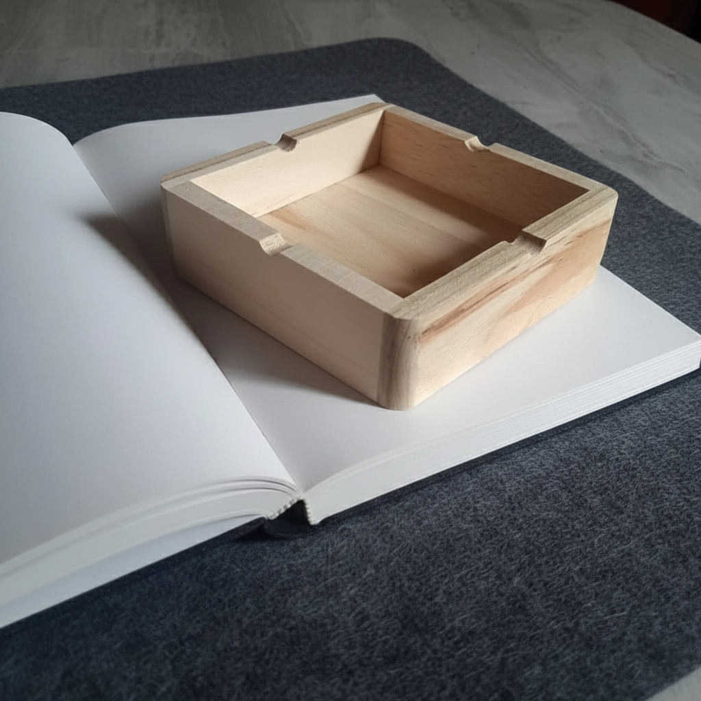 Souvenir Asbak Kayu Murah Estetik - Wadah Abu Rokok Kayu Natural Minimalis