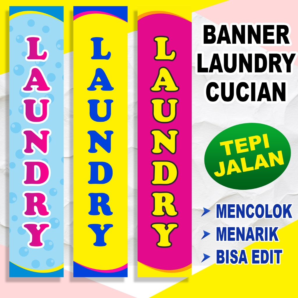 Banner Laundry Untuk Tepi Jalan / Banner Usaha Laundry Premium Tebal Bahan 280 GSM