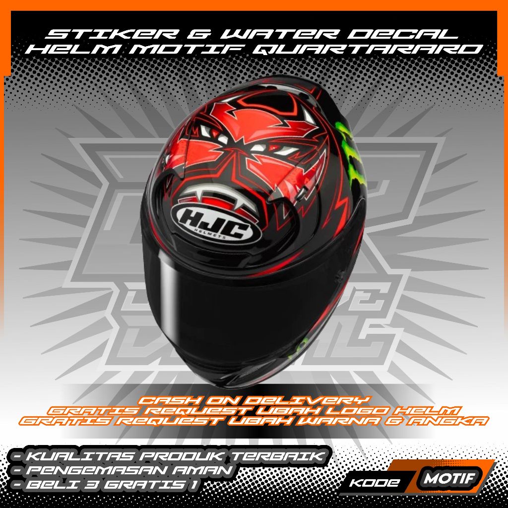 STIKER, WATER DECAL & UV TRANSPARAN HELM MOTIF FABIO QUARTARARO