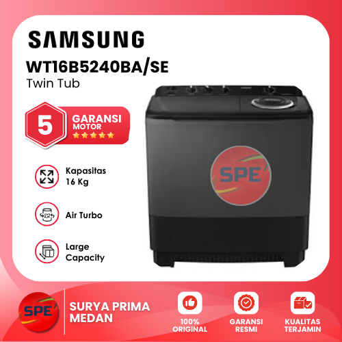 MESIN CUCI 2 TABUNG SAMSUNG WT16B5240BA/SE / WT16B5240BASE GARANSI RESMI (MEDAN)