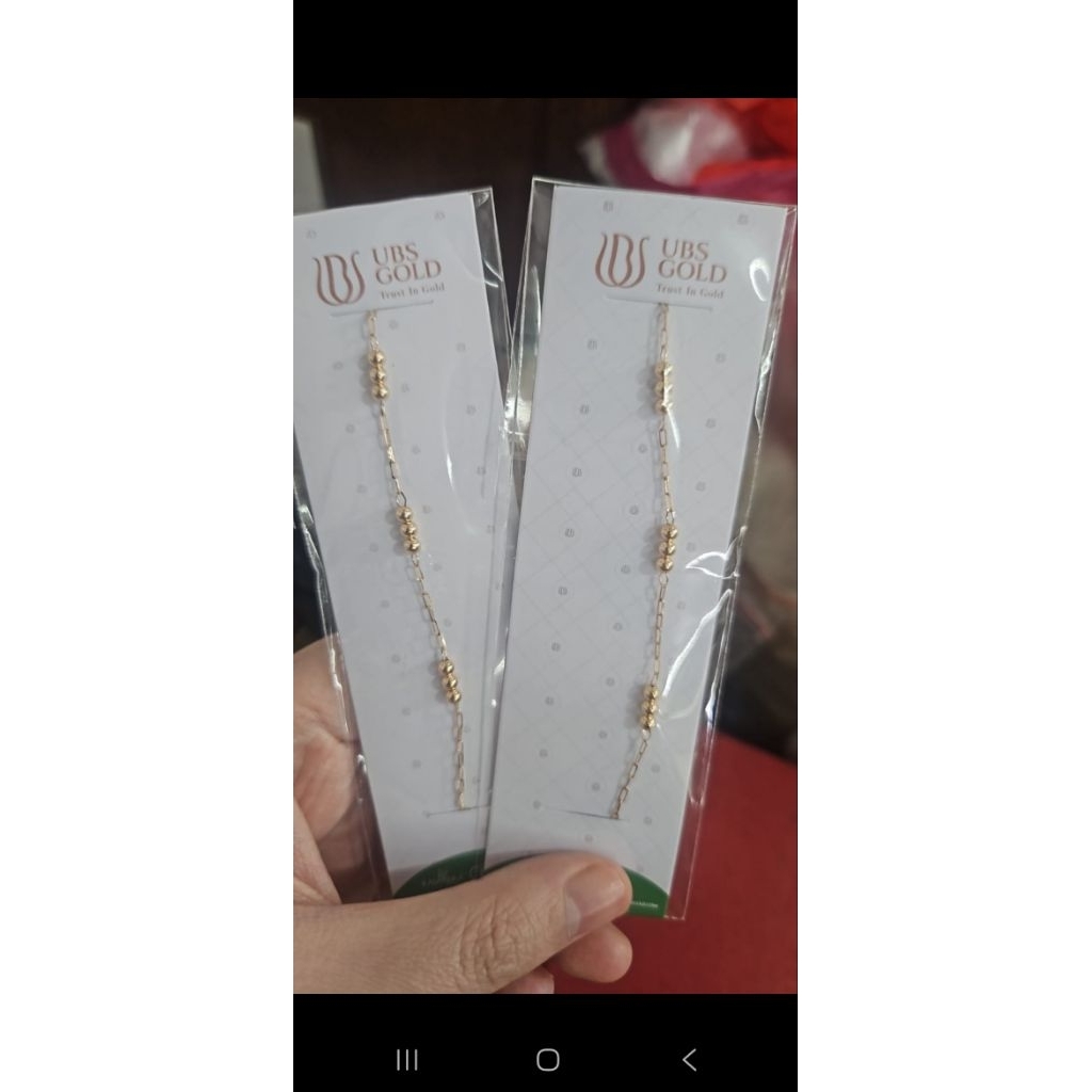 Gelang biji lada rantai bulat emas asli muda  375