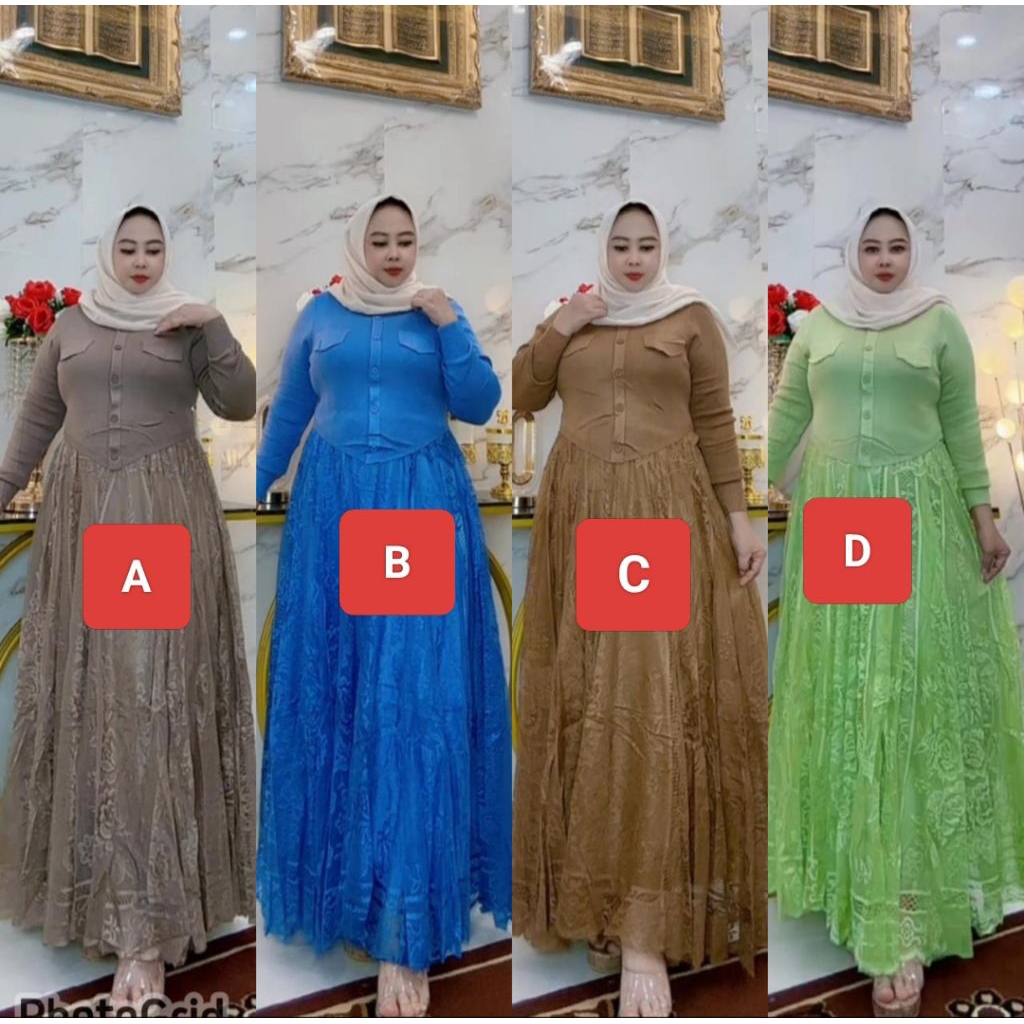 GAMIS RAJUT BROKAT MEWAH ORI ZARA WOMEN COCOK BUAT LEBARAN SIMPEL MEWAH