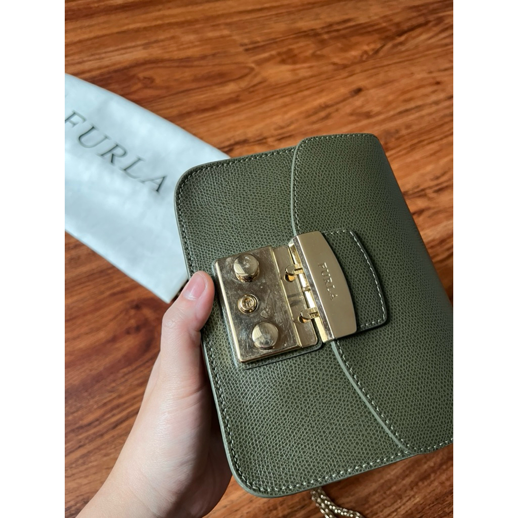 furla asli original murah bagus / original furla metropolis hijau army