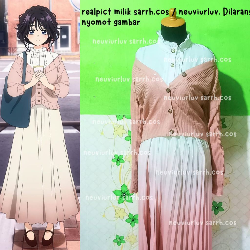 (free hair bow) Waguri Kaoruko  Daily | Waguri Date Cosplay Outfit