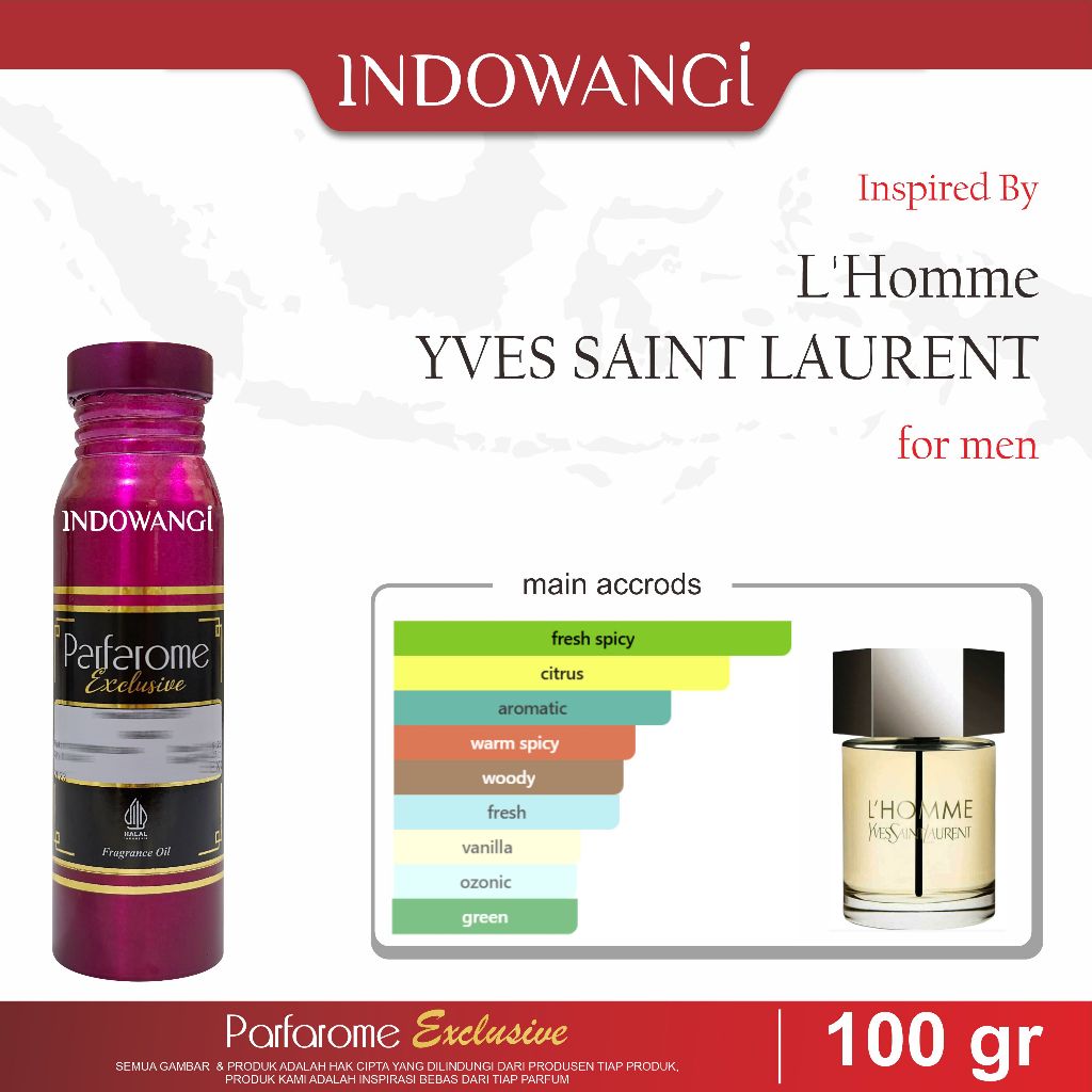 Bibit Parfum L'Homme yl Produk PARFAROME EXCLUSIVE Kemasan Segel 100GR