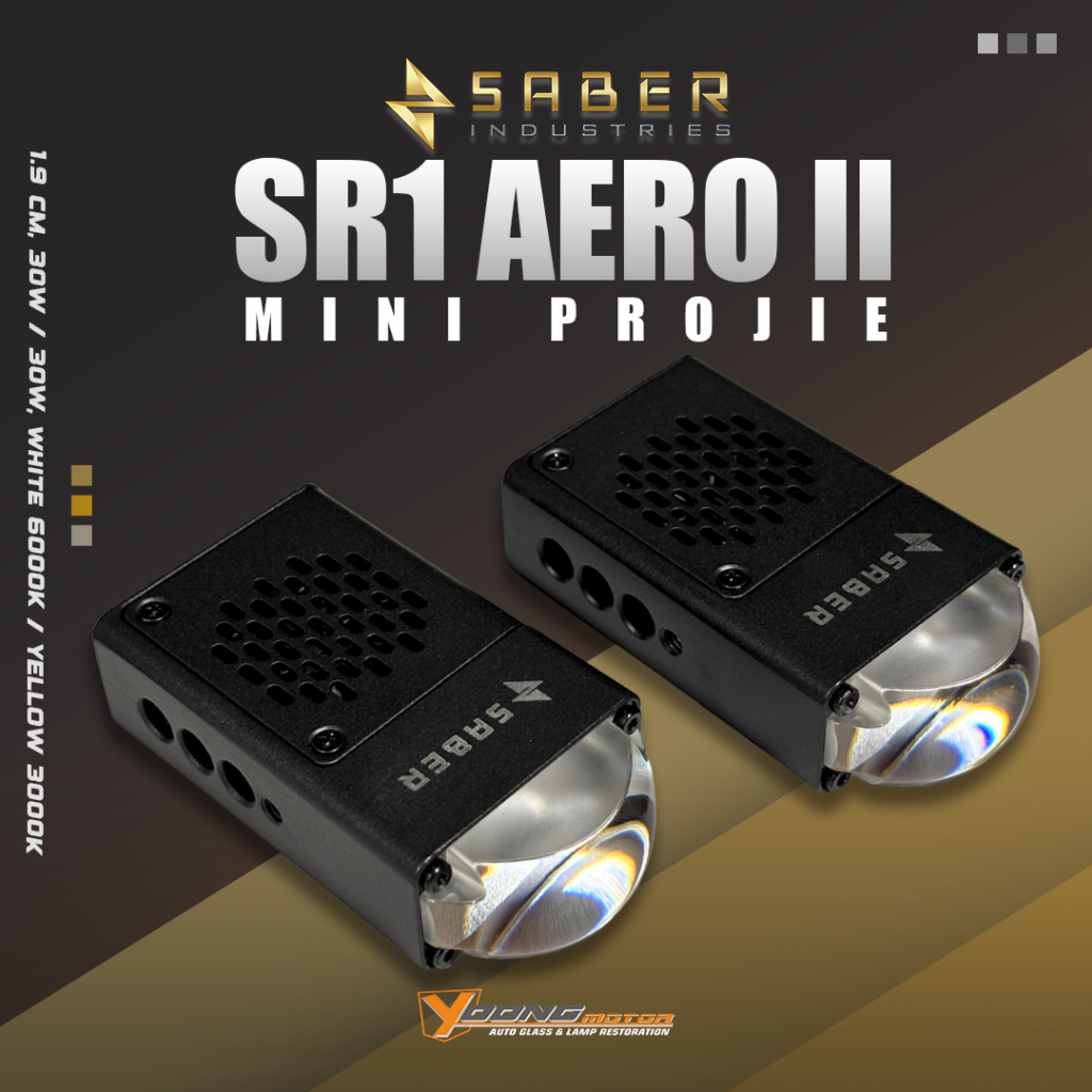 SABER SR1 Aero Series 2 Mini Projector | Lampu Sorot Mobil | Car Autolighting | LED Projector | Auto