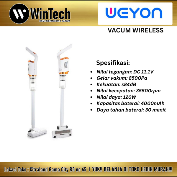 Weyon Cordless Vacuum Cleaner Penyedot Debu 2 In 1 Portable Wireless Mini Penyedot Debu Vacum Cleane