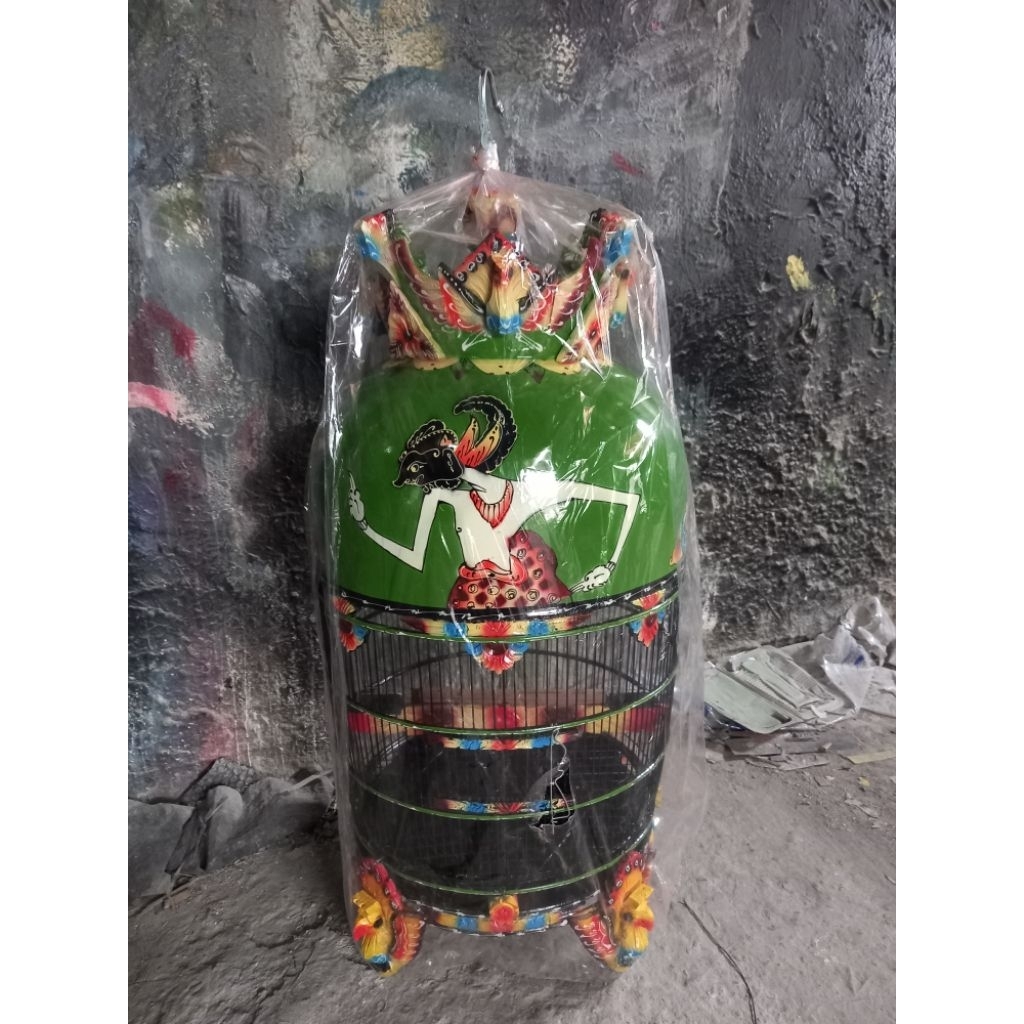 Sangkar Perkutut Merak Semi (Motif Wayang Putih)