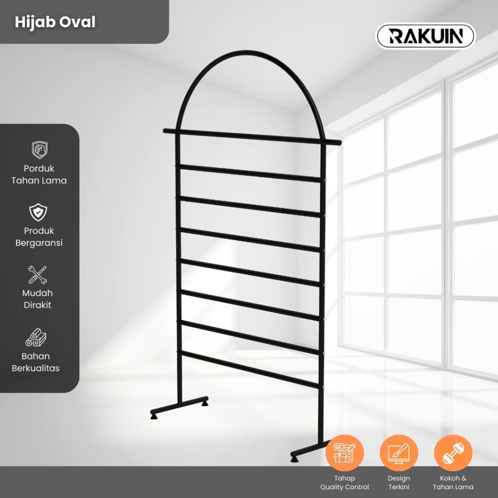 RAK HIJAB OVAL - GANTUNGAN JILBAB BESI KOKOH & MINIMALIS / RAK TOKO SWALAYAN / DISPLAY HIJAB - RAKUI