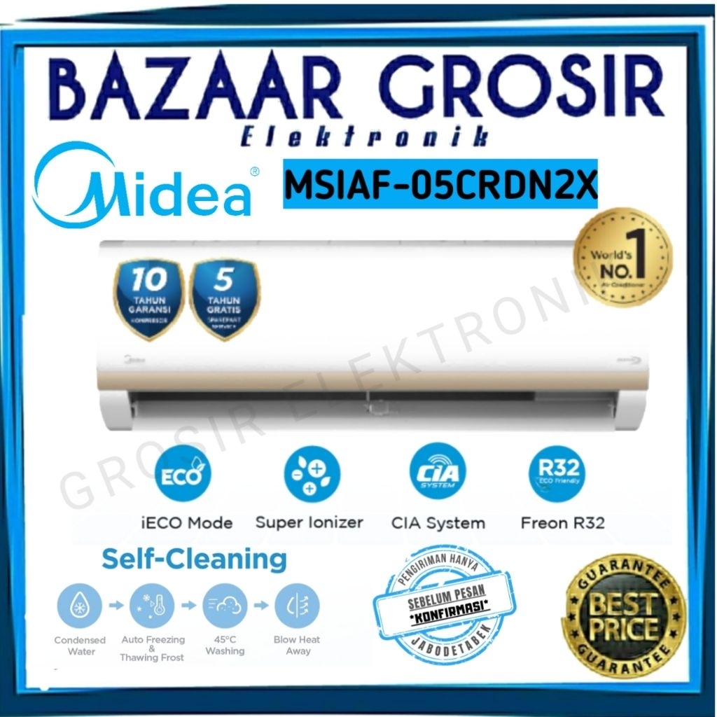 MIDEA AC INVERTER 1/2PK MSIAF-05CRDN2X / MSIAF05CRDN2X / MSIAF 05CRDN2X - iECO MODE - FOLLOW ME - SU
