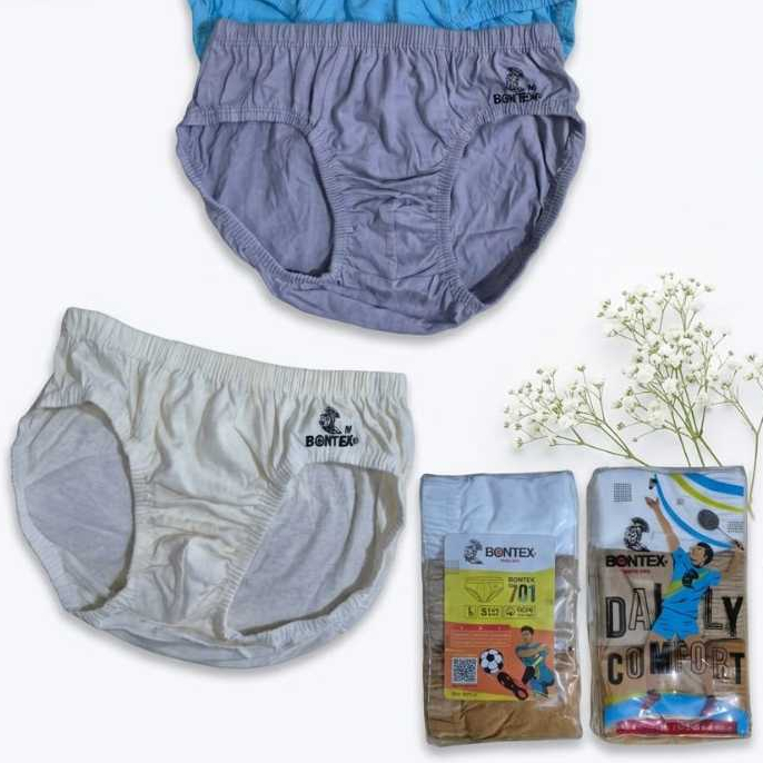 BONTEX Celana dalam pria dewasa/remaja 1box/kotak isi 3 pcs ukuran M ,L 100% cotton