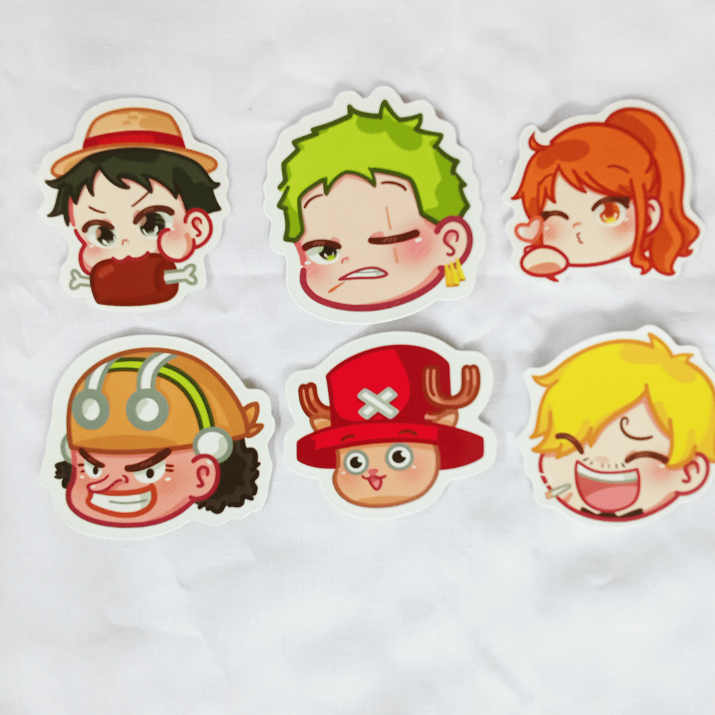 stiker one piece (nami,usopp,luffy,zorro,sanji,chopper)