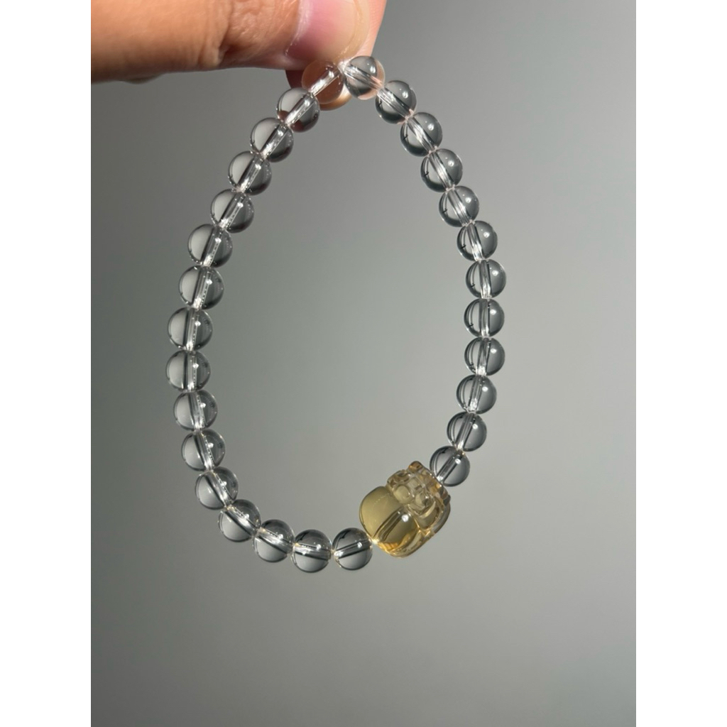 Gelang Clear Quartz x Big Citrine Pixiu – Wealth