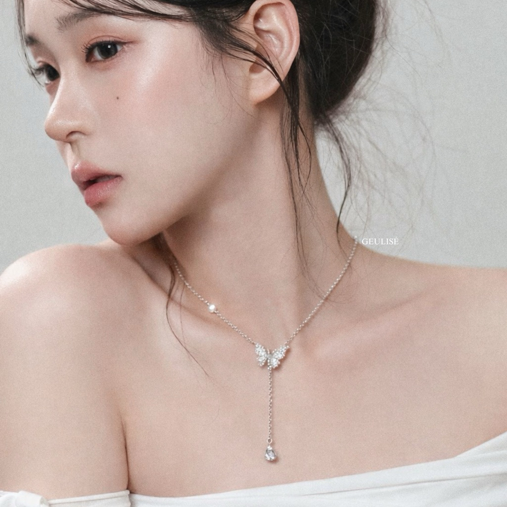Geulise - JINHEE NECKLACE | Kalung Kupu Kupu Perak Silver Butterfly Necklace Long Necklace Kalung Hi
