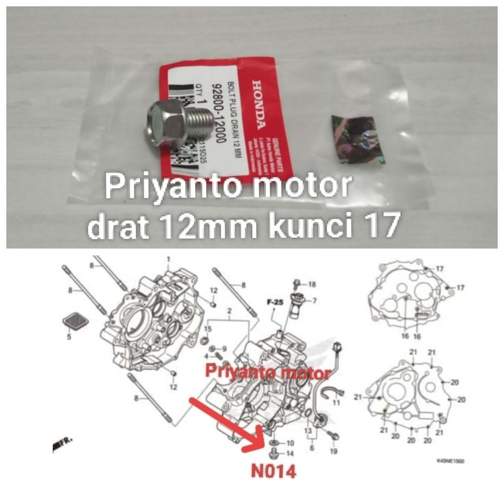 92800-12000 bolt baut tap oli mesin sonic cbr gtr cb cbx 150 cs1 Supra grend legenda revo karisma