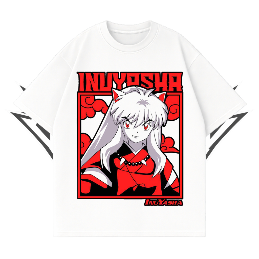 Glatosphere "Inuyasha" White Oversize T-Shirt | Oversize | Atasan | Vintage | Anime | Unisex