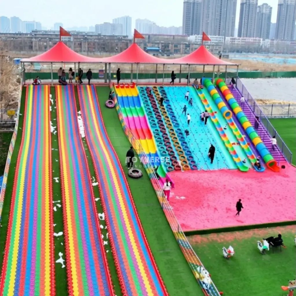 ​[CUSTOM] Paket Wahana Rainbow Slide & Playground Outdoor Premium - Toyverse Indonesia