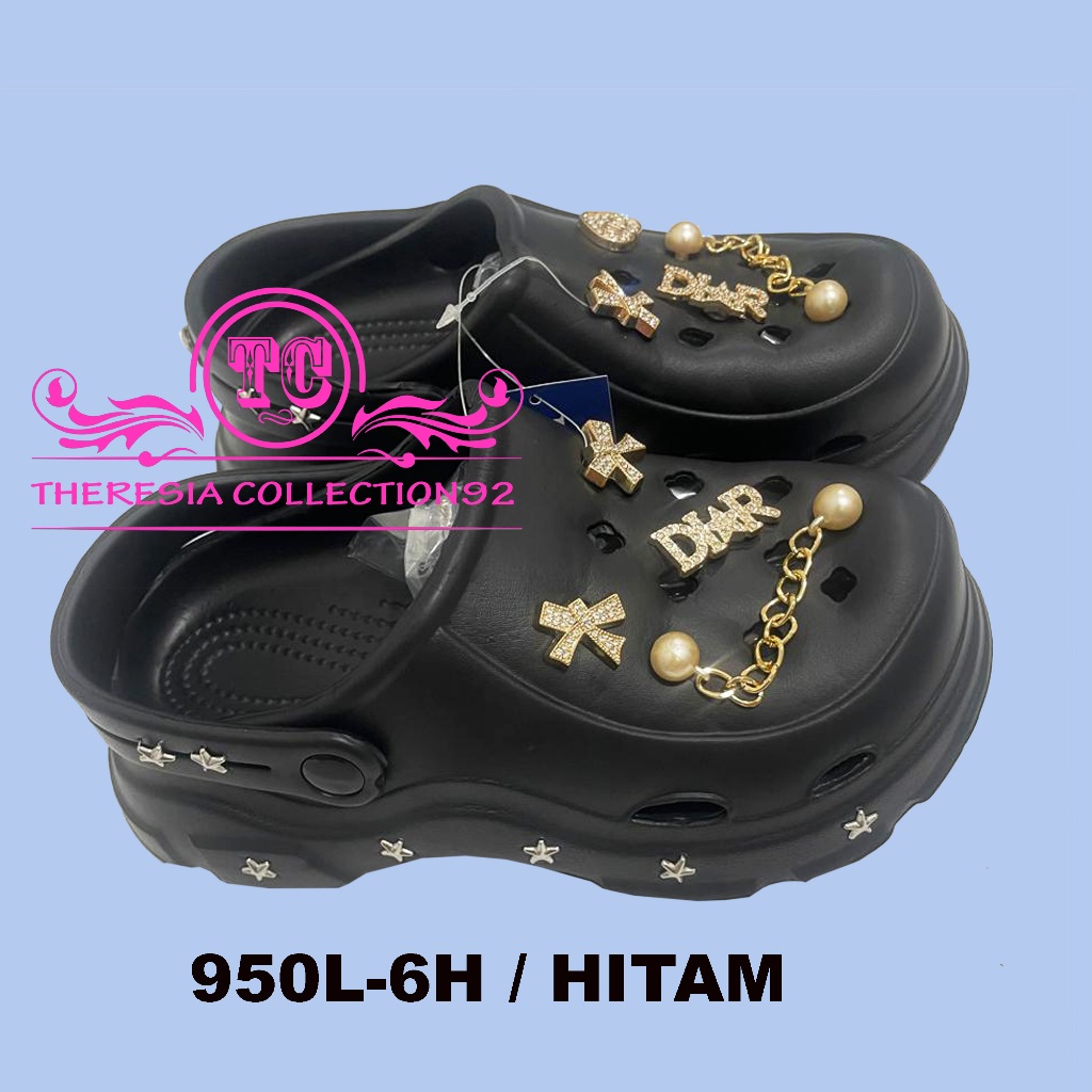 Sendal Baim Wedges Wanita Dewasa tinngi 6 cm Style Dior cantik Bahan Karet EVA Shoes Terbaru 950L-6H