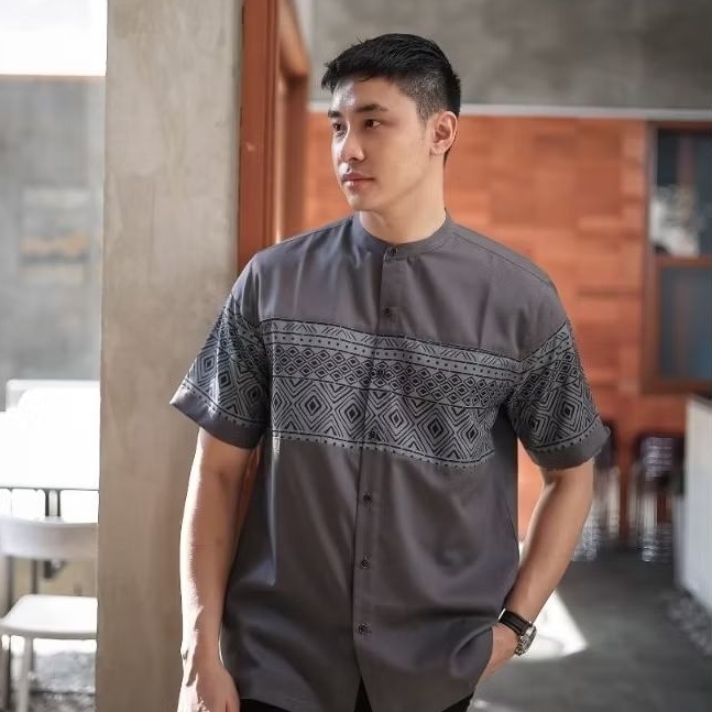TRZ Men_Baju Kemeja Koko Kurta Pria Lengan Pendek Elegan
