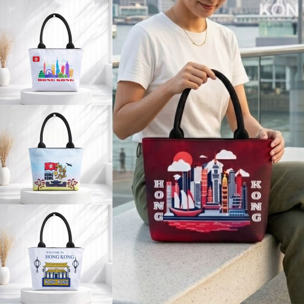 [PROMO] Tas Souvenir Kecil Tenteng | Bag Tas Hampers Kekinian Kanvas Resleting Oleh Oleh Hongkong