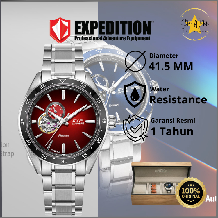 JAM TANGAN EXPEDITION E6858 AUTOMATIC SAPPHIRE 41.5MM FREE LEATHER MEN'S