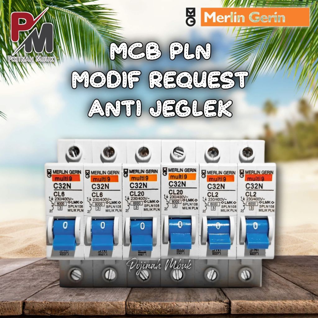 Mcb pln 1phase merlin gerin modif anti jeglek seperti 2a rasa 4a sampai 63a, second original.