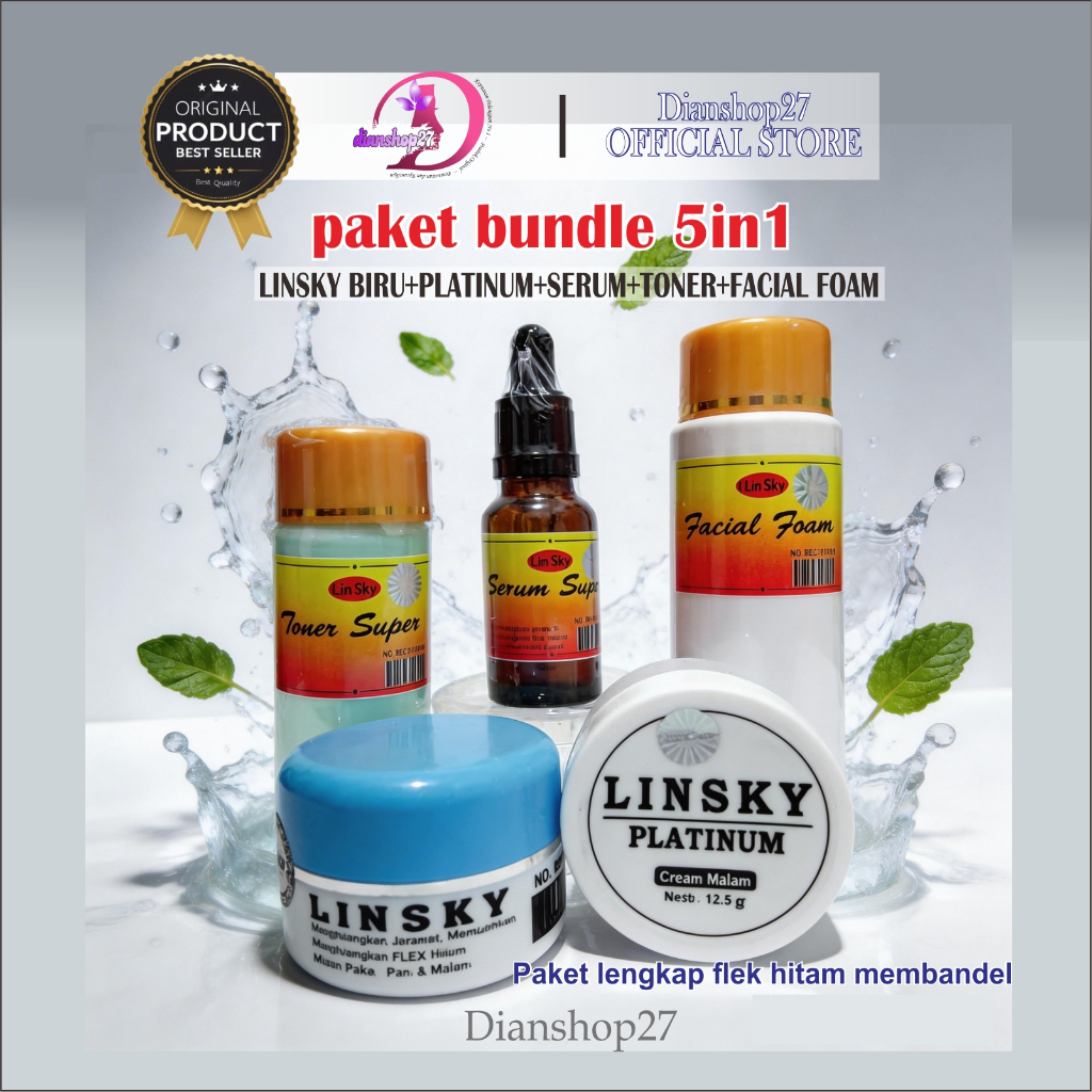 LINSKY BIRU ORIGINAL 100% -1 Paket Cream lengkap Krim Flek Hitam Membandel Bpom Ori / Serum Wajah /T