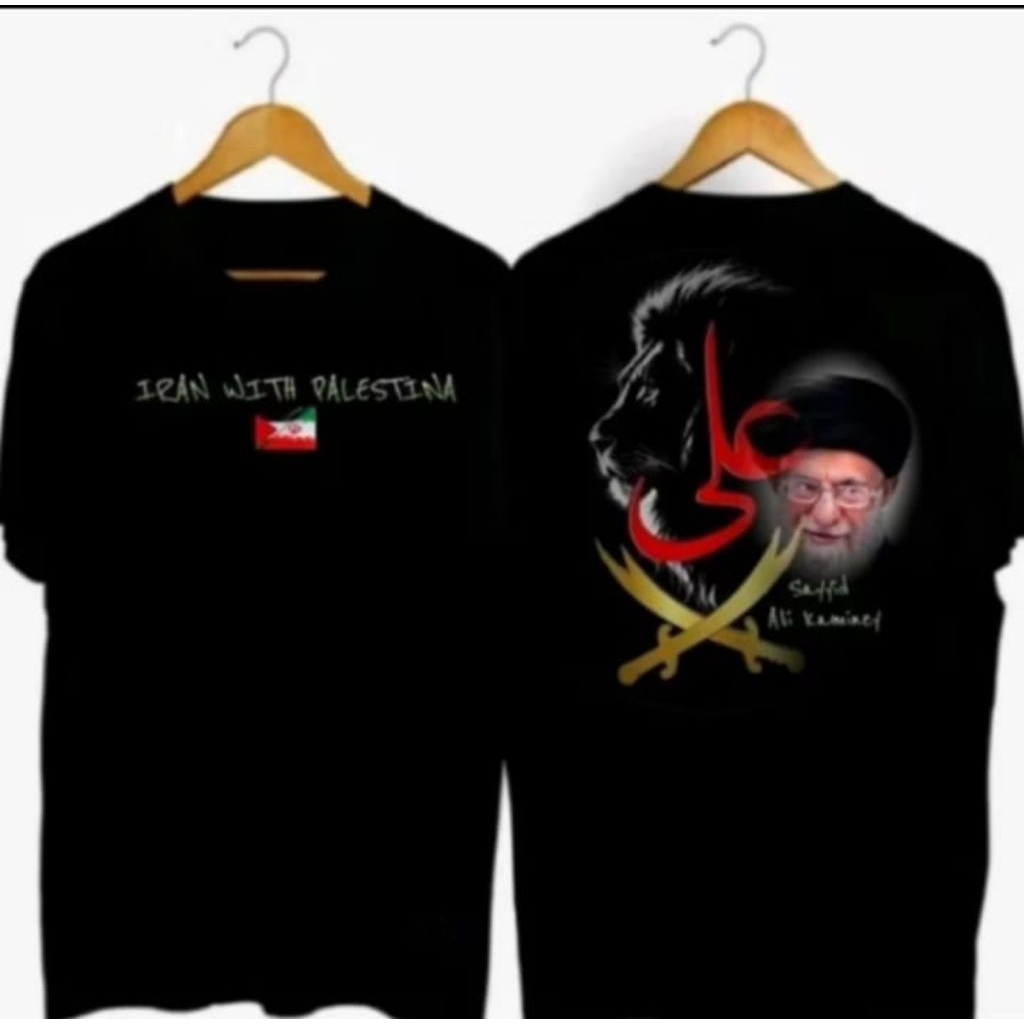 KAOS DISTRO IRAN WITE PALESTINA T-SHIRT UNISEX BAHAN CATOON _adem dan lembut/ kaos Peria &wanita kek