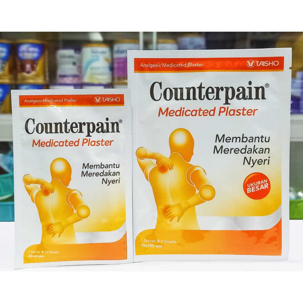COUNTERPAIN (MEDICATED PLASTER UKURAN BIASA DAN BESAR ECERAN @1 SACHET) - MEREDAKAN NYERI SENDI