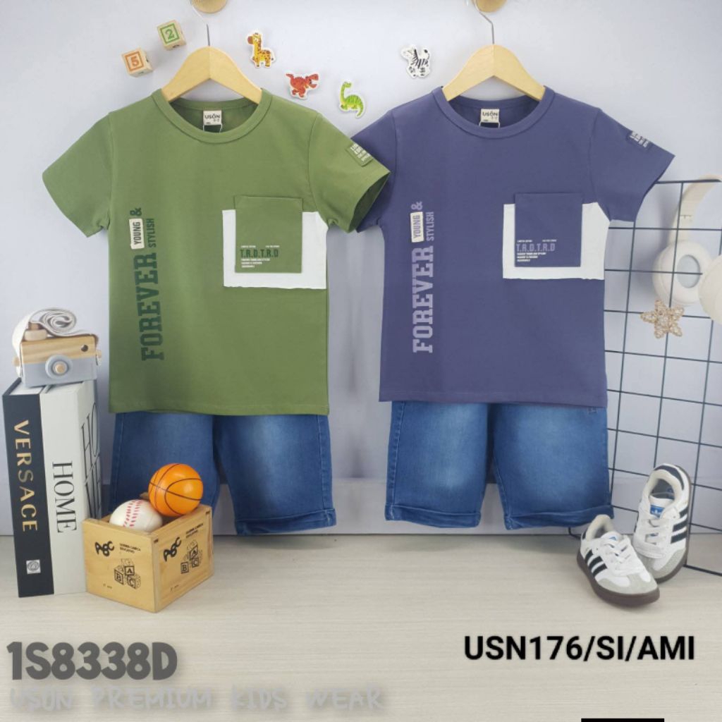 USON 4-6 Tahun Setelan Oblong Uson Celana Jens Kargo