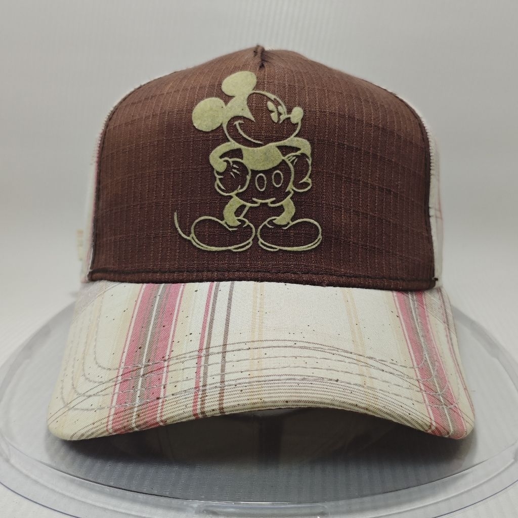 Topi Disneyland Resort Mickey Mouse Strapback Brown Plaid Cap Original