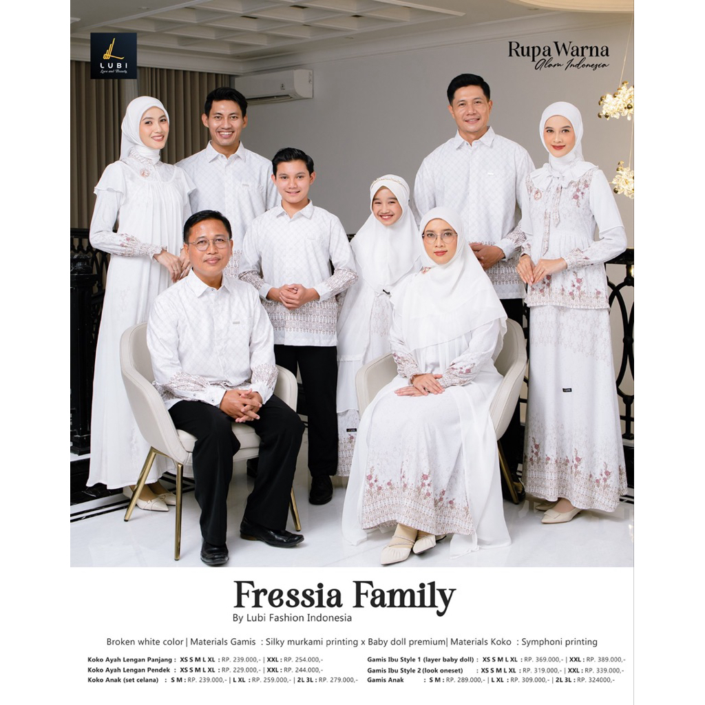 Lubi Fressia Family Broken White Lubi Sarimbit Fressia Broken White Gamis Outer OneSet Outer Gamis C