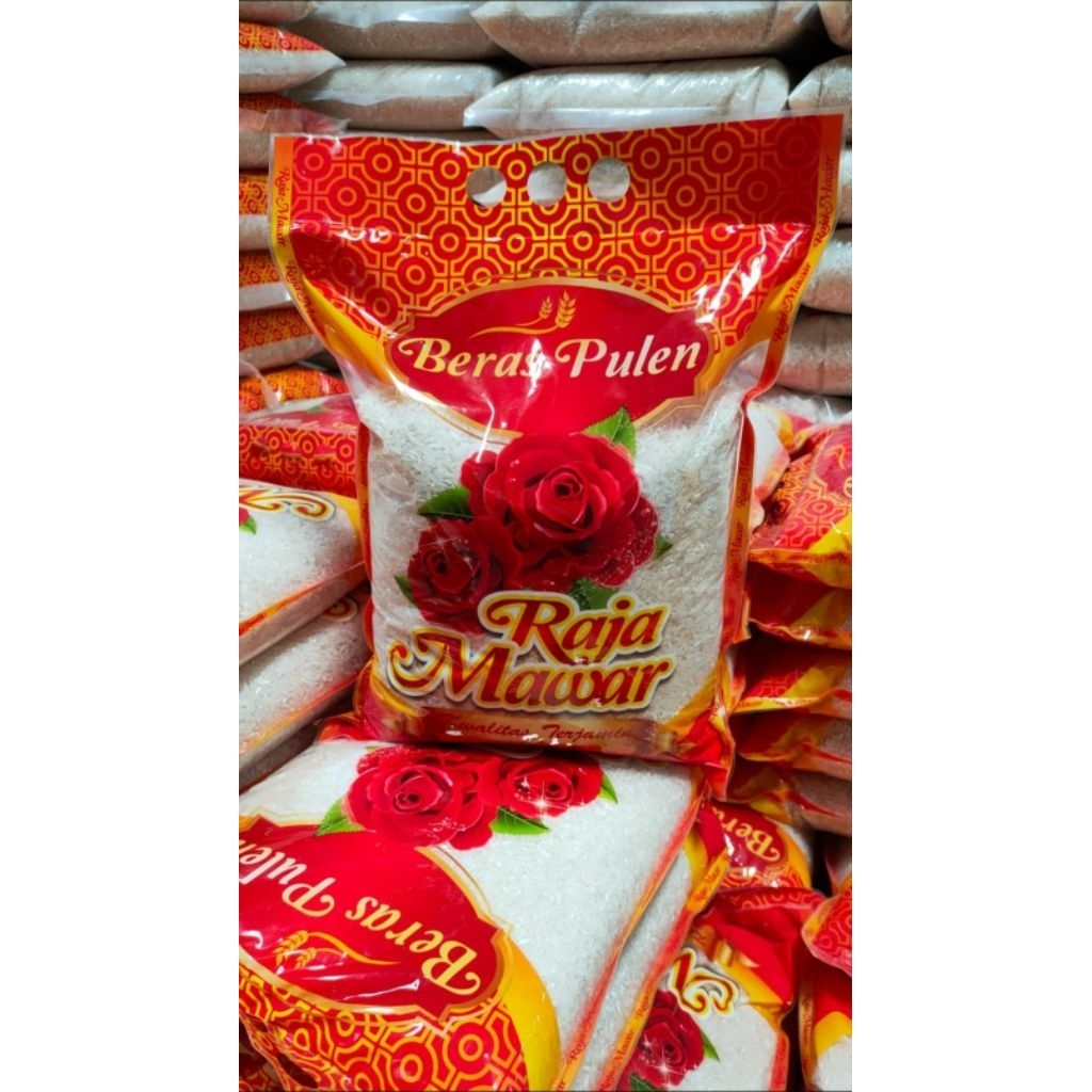 beras pulen raja mawar 5kg kediri kemasan plastik anti bakteri
