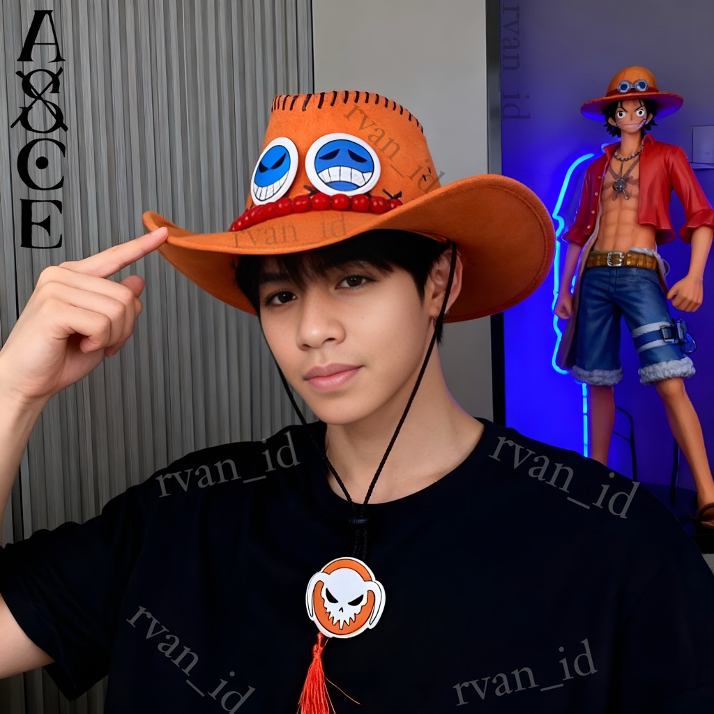 Topi Ace One Piecee - Topi Cosplay Ace - Topi Karakter Ace One Piecee - Topi Mancing - Topi Figure O