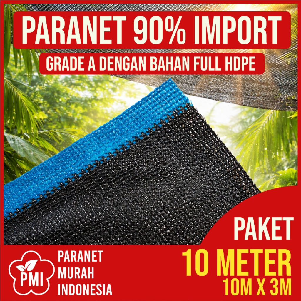 Paranet Indonesia Jaring Paranet 90% 10 Meter Premium Full HDPE Paranet 90% Jaring Peneduh Anti