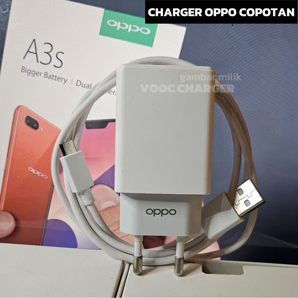 CHARGER OPPO A3S ORIGINAL BAWAAN HP MIKRO USB 1 AMPERE 5 WATT SUPPORT OPPO A37/F1