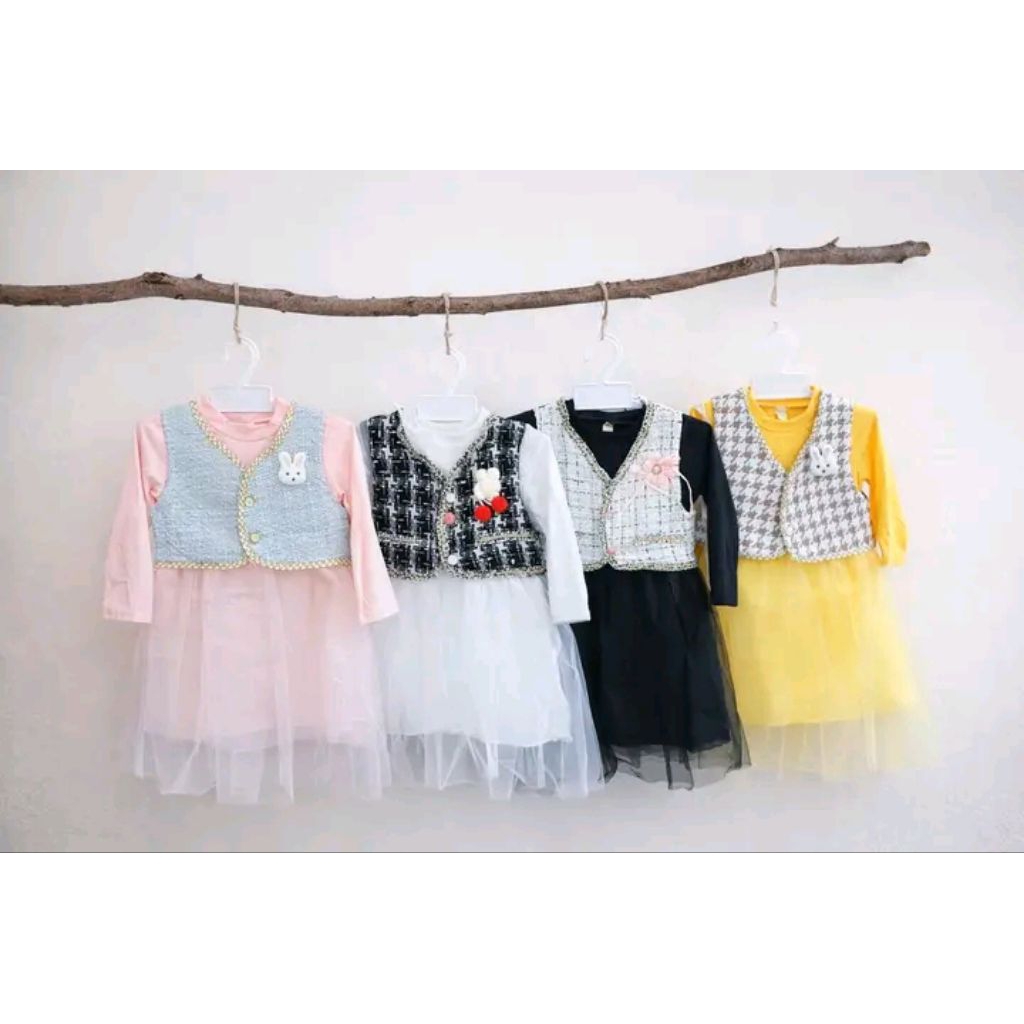 Dress Rompi Anak Usia 1-4 Tahun / Baju Anak Perempuan Rompi / Gaun Anak Perempuan